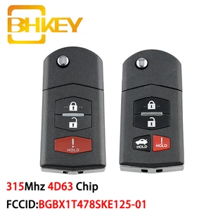 Смарт-ключ BHKEY для Mazda, дистанционный ключ с чипом 4D63 для Mazda 3, 5, 6, BGBX1T478SKE125-01, Miata, смарт-ключ для автомобиля с частотой 315 МГц, для Mazda 3, 5, 6, 1, 5, 5, 6, 1, 1, 2, 4, 1