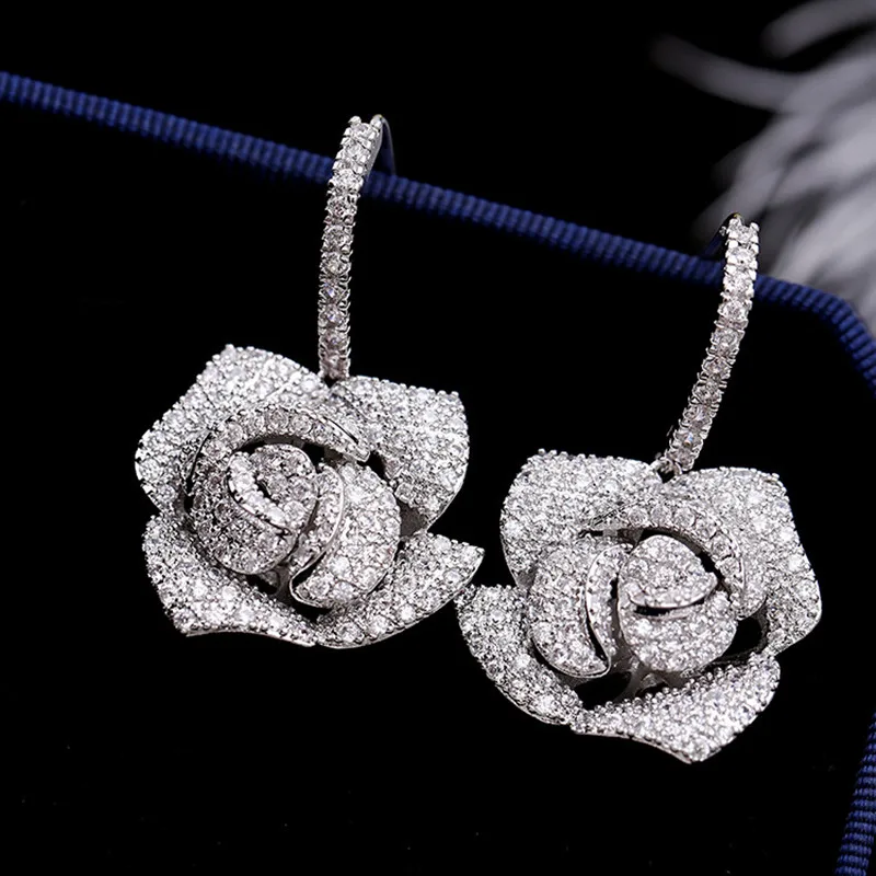 

Длинные висячие серьги-подвески в виде цветка камелии, Аксессуары для платья, серьги, ювелирные изделия