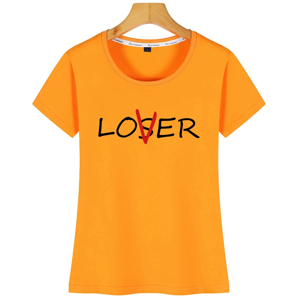 Топы футболка женская Loser Lover забавные надписи короткая футболка|Футболки| |