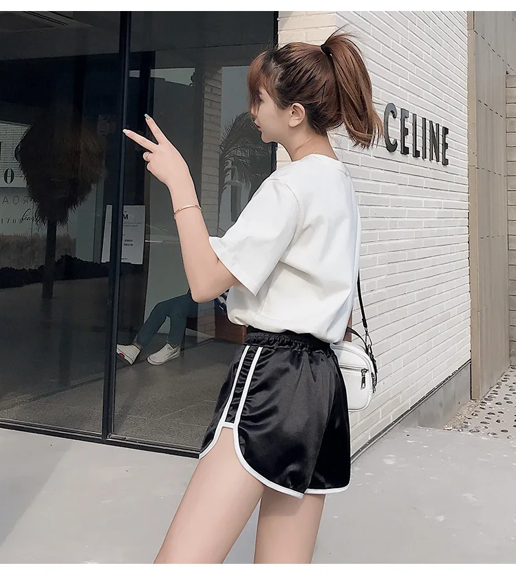 2020 летние женские шорты модные свободные с высокой талией и завязками спортивная