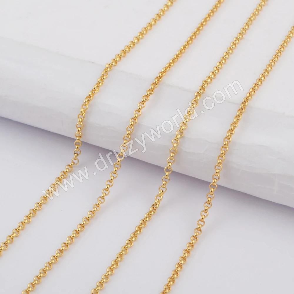

BOROSA 10Pcs 24inch Gold Electroplated 1mm Thin Connector Chains Copper Chains Adjustable O-Chain Necklace Jewelry Finding PJ291