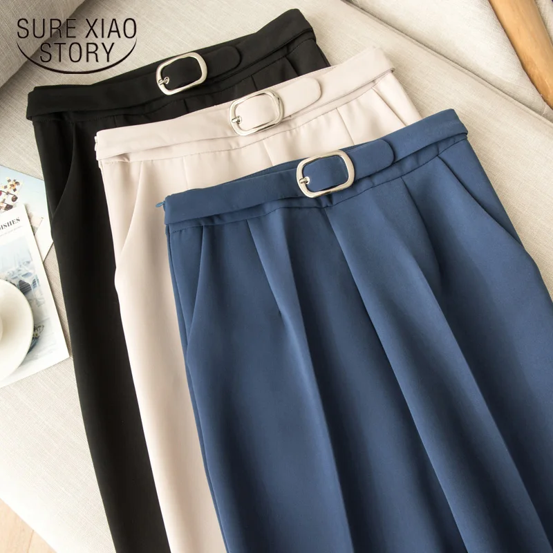 Брюки-шаровары в Корейском стиле Pantalones Mujer Cintura Alta Повседневные свободные черные