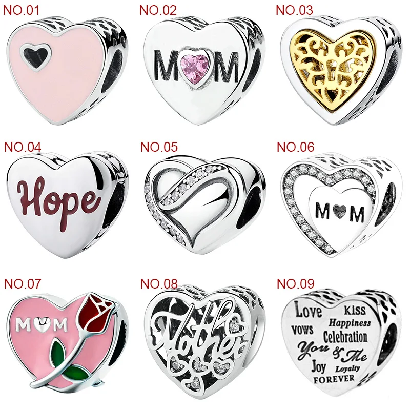 Браслет Love Heart из стерлингового серебра 925 пробы Плавающие Подвески бусины
