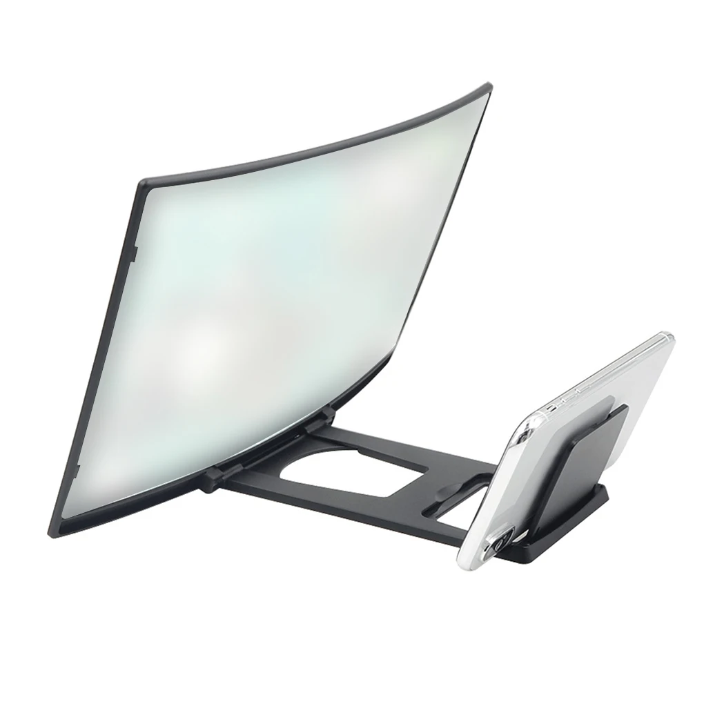 12 inch mobile phone hd screen video magnifier folding curved enlarged hd movie amplifying projector stand bracket with speaker free global shipping