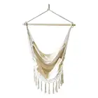 Гамак-качели в богемном стиле, подвесное сиденье с кисточками, хлопковая веревка, бежевое дерево, портативный крючок, подвесное сиденье для дома и сада