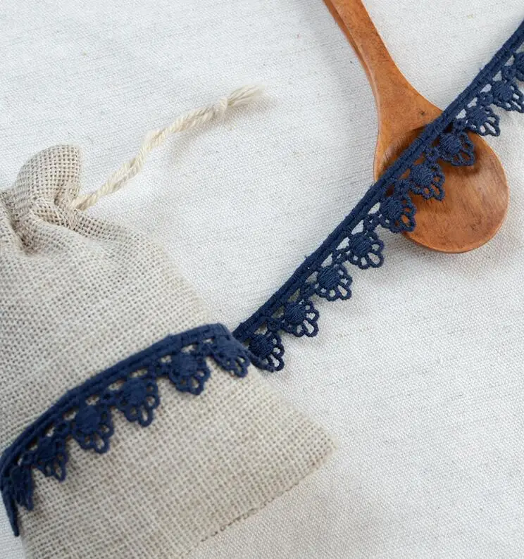 5 Meters Deep Blue Cotton Lace Ribbon DIY Embroidered Net Trim Fabric For Sewing Decoration 1.8cm Free Shipping | Дом и сад