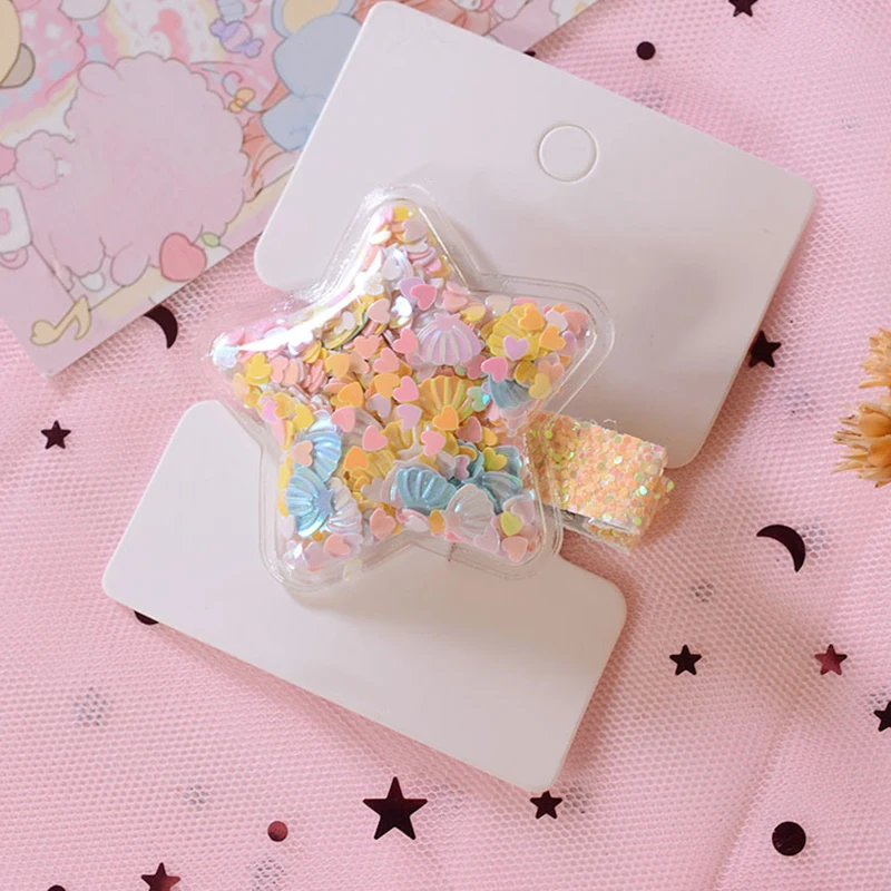 Заколки для волос милые разноцветные заколки с сердечками и звездами аксессуары