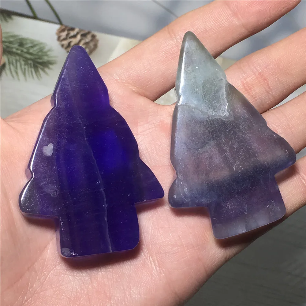

Natural Fluorite Crystal Hand-Carved Tree Home Furnishing Decoration Rikei Healong Positive Energy Colourful Gemstone Quartz