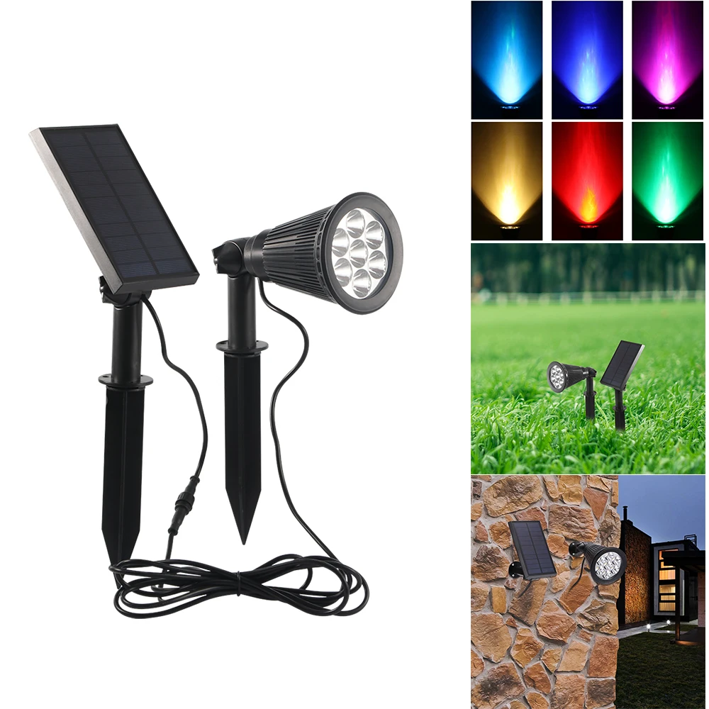 

Solar Spotlight Lawn Flood Light Outdoor Garden 7LED Adjustable 7 Color in 1 Wall Lamp Landscape Light for Patio Decoration