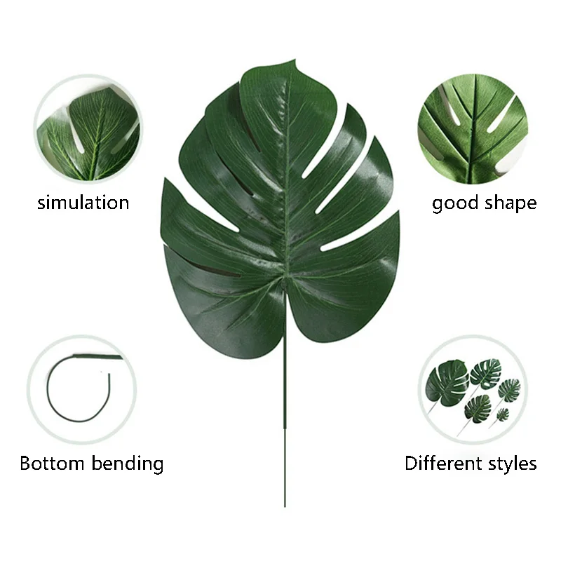 Искусственные искусственные листочки 5 шт. золотые серебряные зеленые растения