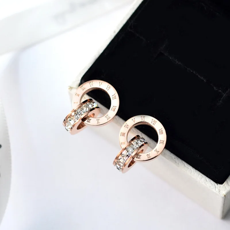 Женские серьги гвоздики с римскими цифрами KNOCK Top Brand из нержавеющей стали