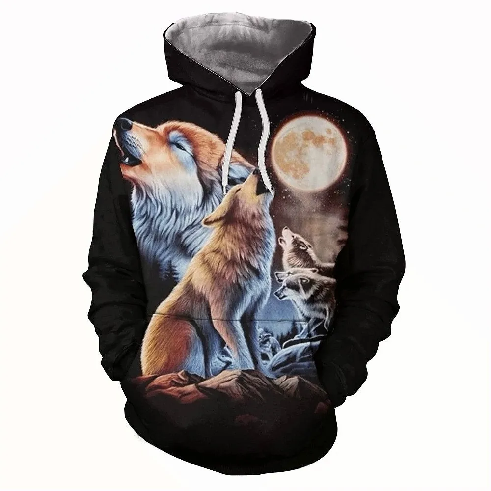 

2021 latest 3d men's hoodie men's T-shirt tiger fox top printing plus size spring and autumn models