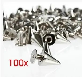 

100Pcs 7x10mm Silver Metal Studs Rivet Bullet Spike Cone Screw For Leather Craft