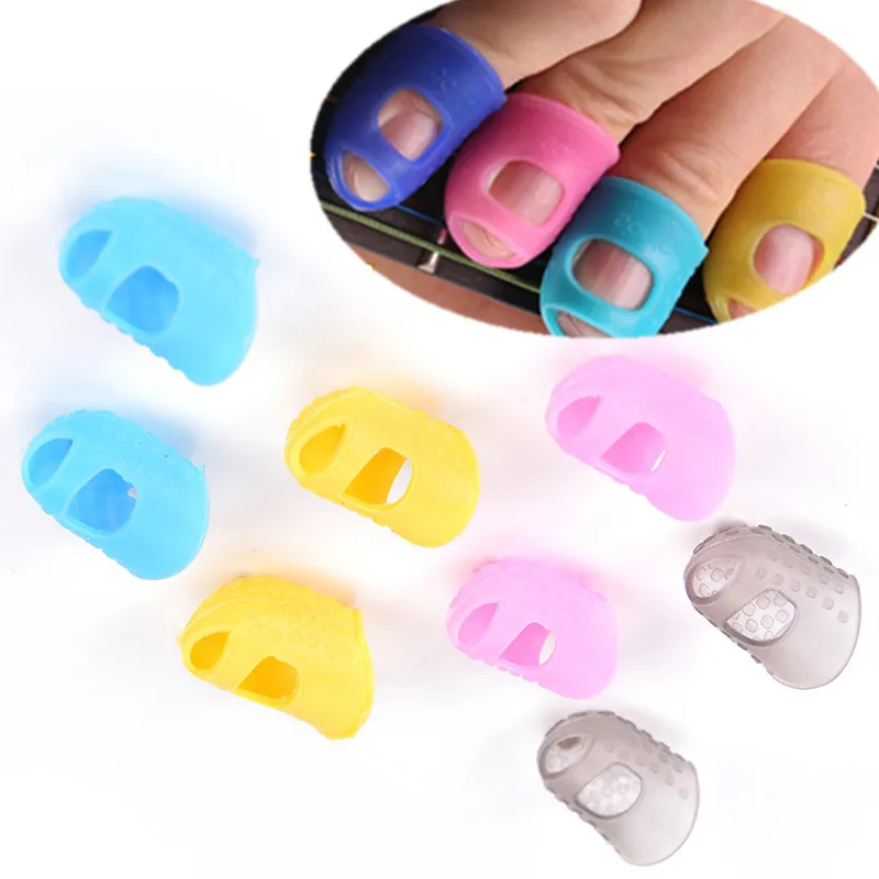 

4pcs Silicone Fingertip Protector Fingerstall Guitar String Finger Guard Against the Press Finger Ballad Guitar Accessories