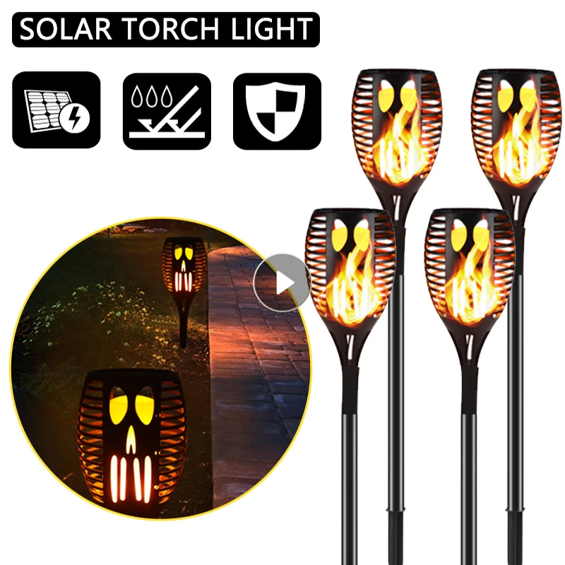 

Уличные светодиодные фонари на солнечной батарее, мерцающий танцевальный фонарь с пламенем, водонепроницаемый садовый светильник для укра...