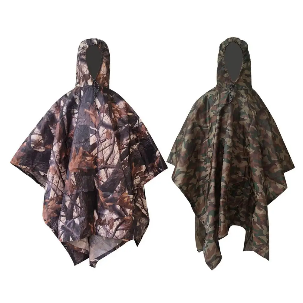 

Hiking Poncho Rain Coat Backpack Waterproof Tarp With Hood Hunting Poncho Outdoor Camping Tent Mat Awning Shelter