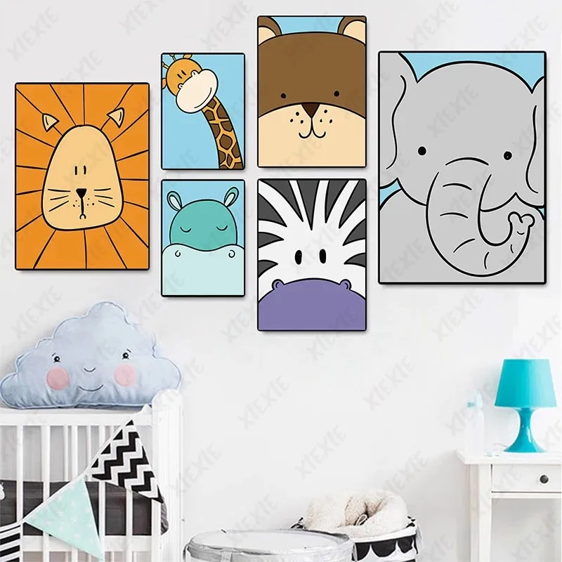 

Cute Cartoon Animal Poster Canvas Painting Childlike Nursery Art Wallpaper Decoration Home Kids Room Craft Print Picture