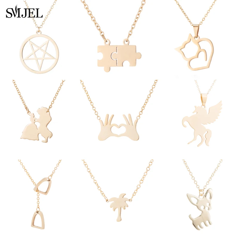 SMJEL круглая маленькая подвеска ожерелье s для женщин головоломка лошадь красота