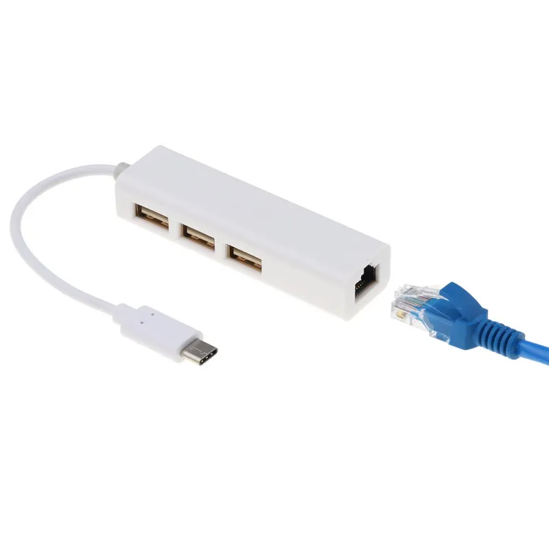 Кабель-Переходник USB C Ethernet адаптер с Тип 2 0 концентратор 3 Порты RJ45 сетевая карта