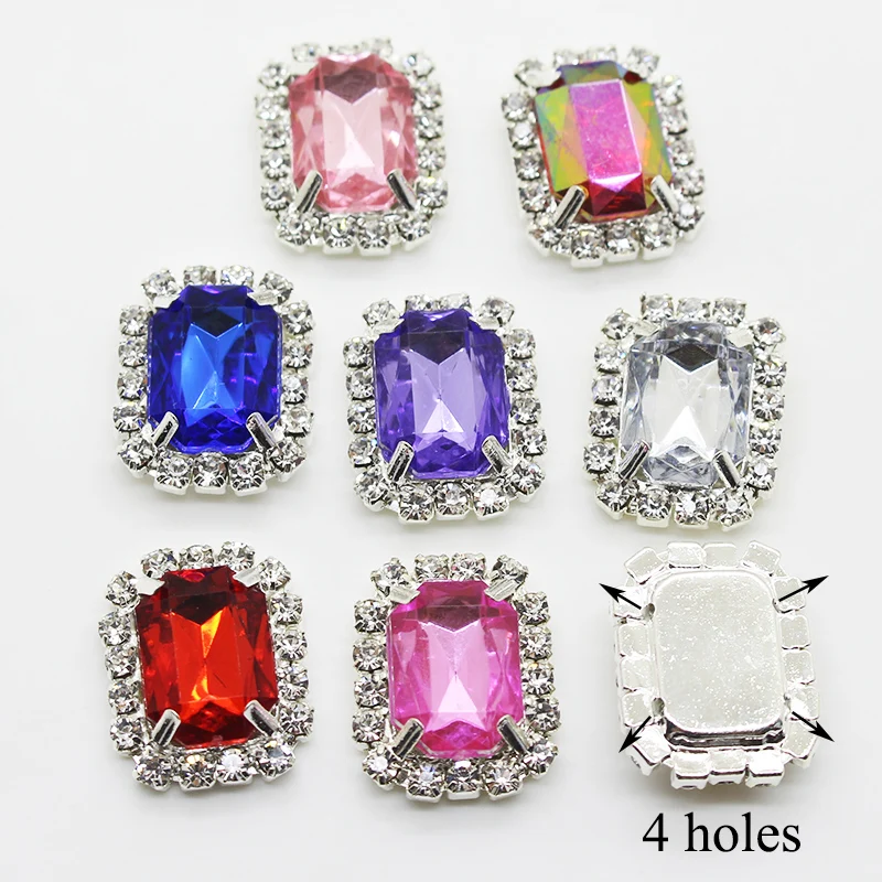 

10pcs/lot 20*16MM Rhinestone Flatback Snap Button Jewelry Diy Accessoriess Decorative Acrylic Sewing Button for Craft