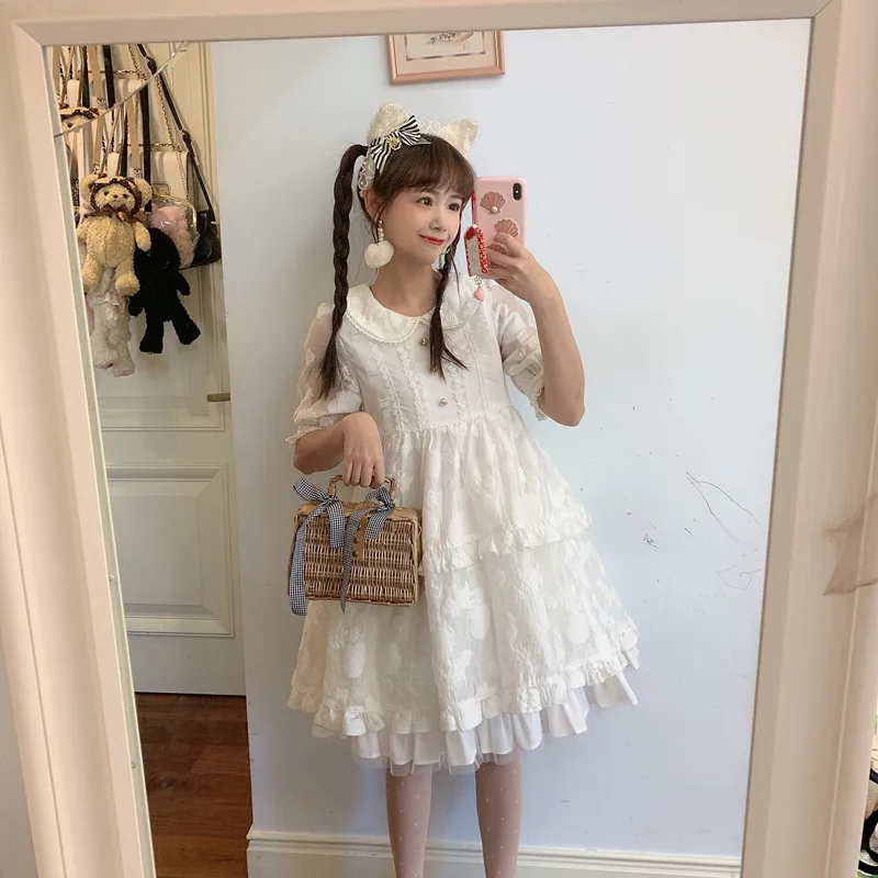 Повседневное милое платье принцессы в стиле Лолиты винтажное кружевное с