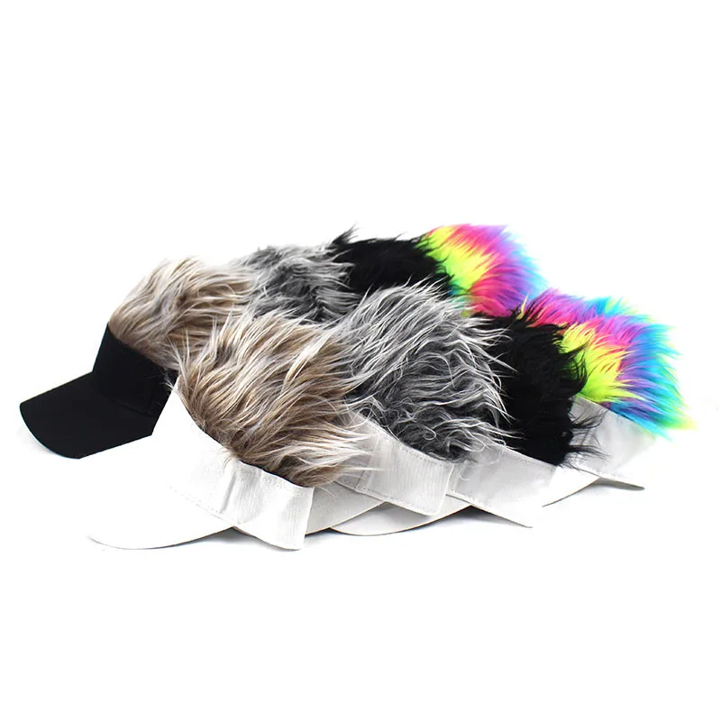 

My-Love Mens Womens Spiked Hairs Wig Hat Golf Baseball Cap With Fake Flair Hair cap Sun Visor Fun Toupee Hats Drop Shipping