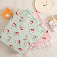 160x50cm printed light green pink christmas snowman twill cotton fabric making home decoration gift wrap cloth