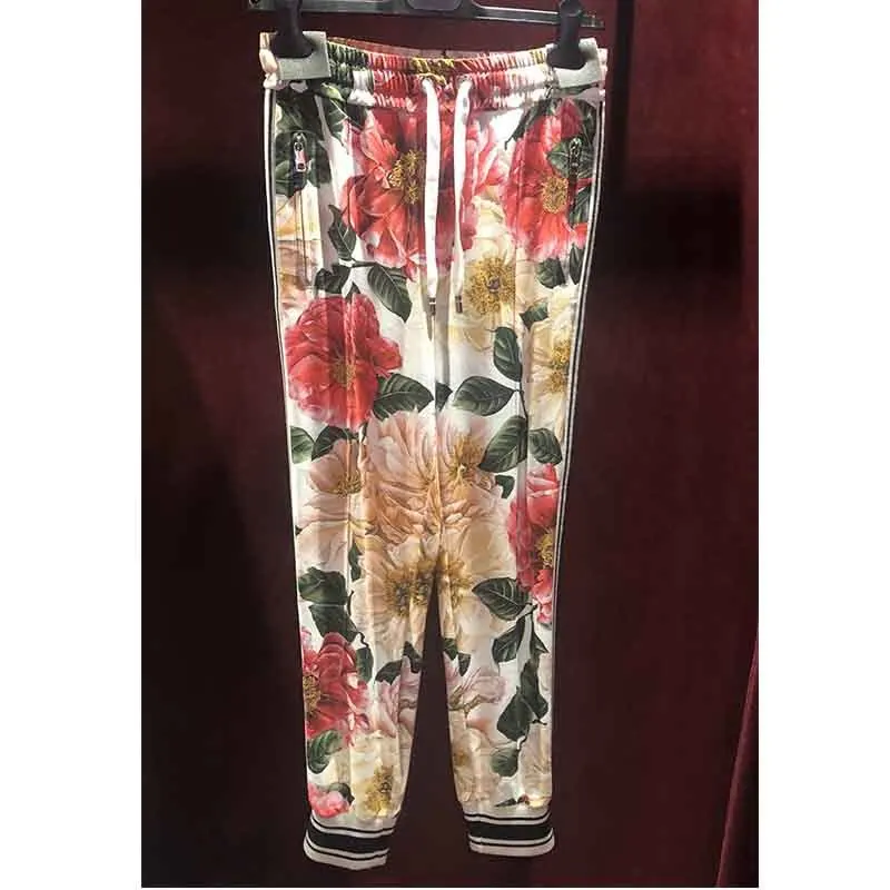 Tracksuit 2021 Spring Women Sets Rayon Print Casual Suit Zipper Baseball Jacket Drawstring Pants Sports 2 Piece Set
