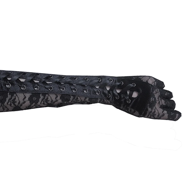 

Black Lace Up Fingerless Gloves Elbow steampunk for Womens Costume Party Arm Warmer Sexy Mittens Clubwear Cosplay Accessories