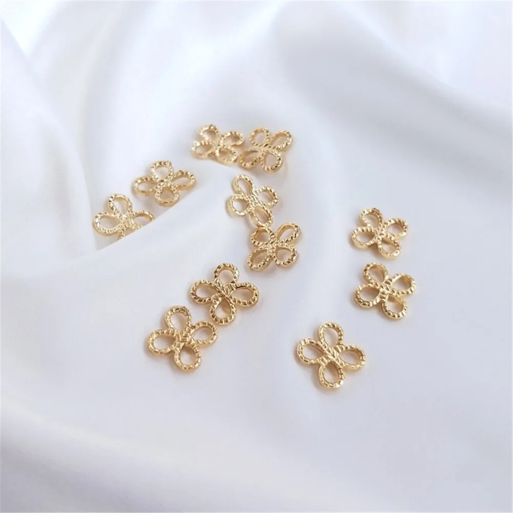 

14K Gold Filled Plated Four leaf clover pendant accessories DIY hand bracelet ear hanging pendant matching ornaments