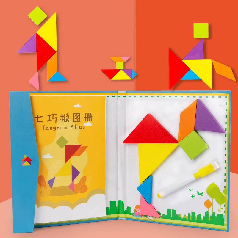 

New Kids Magnetic 3D Puzzle Jigsaw Tangram Thinking Training Game Baby Montessori Learning Educational Wooden Toys For Children