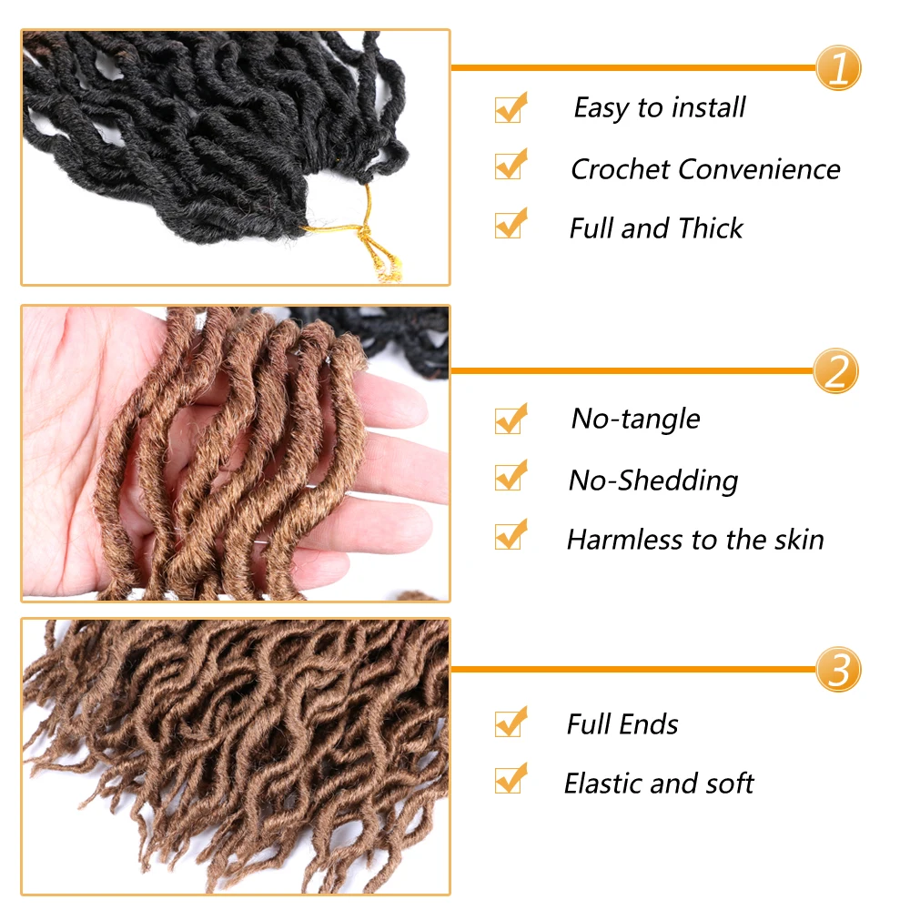 DAIRESS 18 &quotИскусственные локоны в стиле Crochet волосы богиня Locs крючком косички 24
