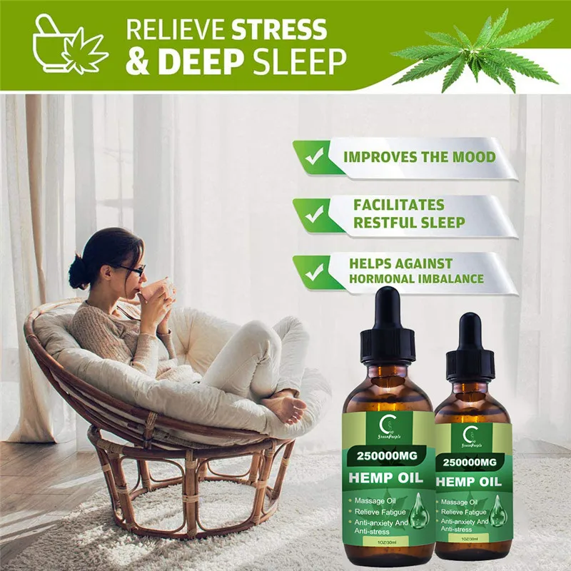 250000MG CBD Hemp Oil Pure Natural Skin Analgesic Sleep Aid Anti-stress Moisturizing Hair Care Essential Oils | Красота и здоровье