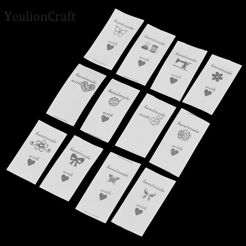 YeulionCraft 50 шт./лот Ручная стирка тканевые этикетки цветок Сердце луки печатные Diy