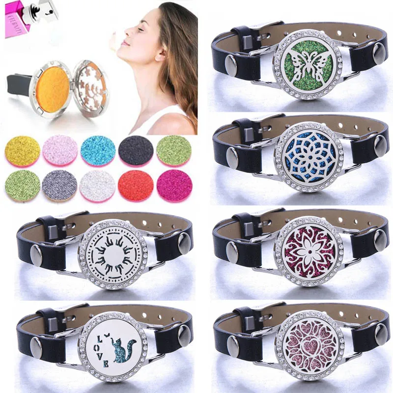 Новые Хрустальные аромадиффузор браслет кошка бабочка медальоны для