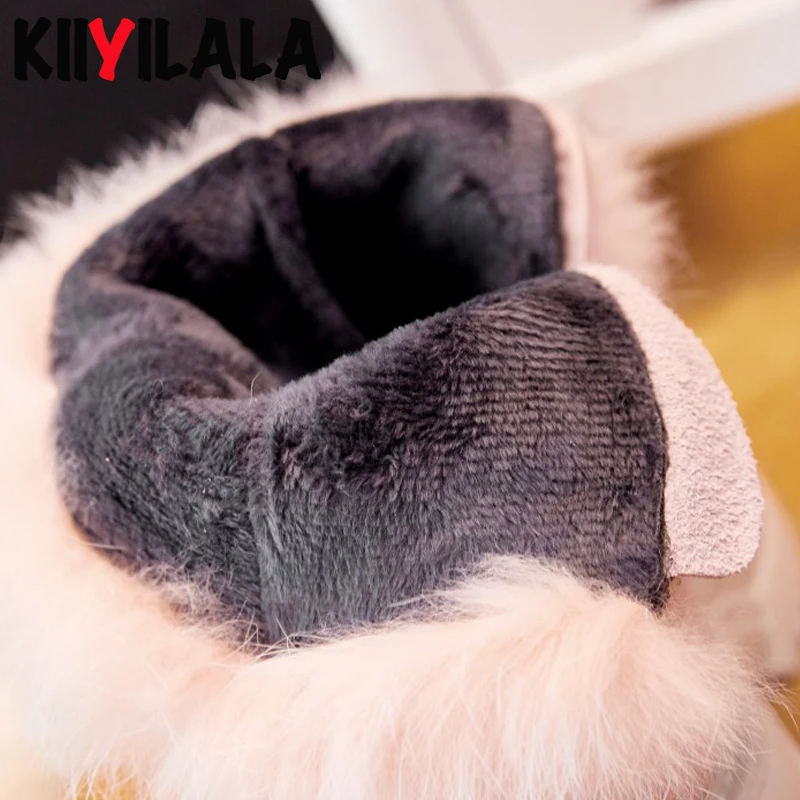 Зимние Замшевые ботинки Kiiyilala из коровьей кожи женская обувь плюшевая на