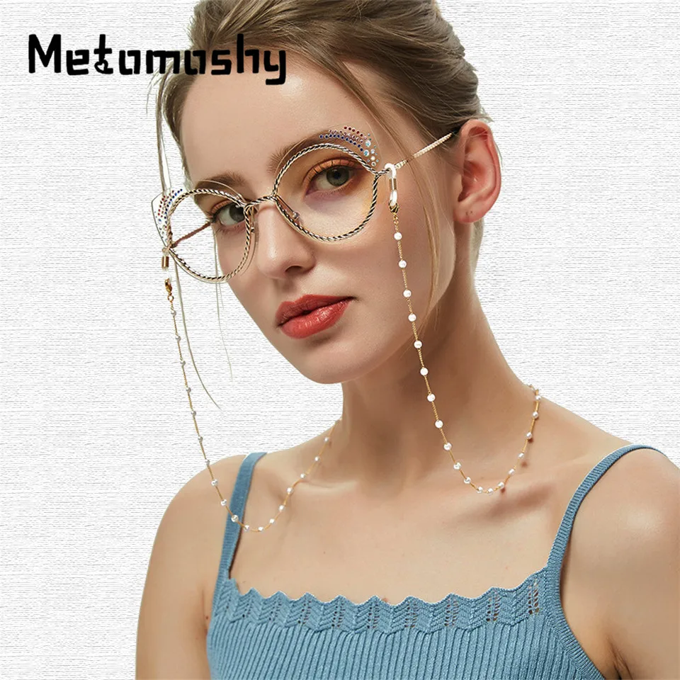 

2020 Chic Fashion Reading Glasses Chain For Women Women Metal Sunglasses Casual Pearl Beaded Eyeglass Chain for Glasses Women