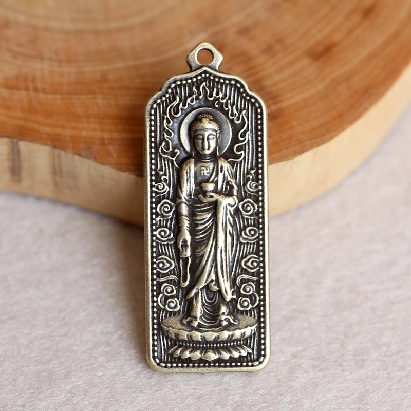 Латунный брелок для ключей с шестью надписями мантра Будды маленькие медные