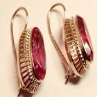 Модные женские серьги, роскошные, Обручальные, свадебные, романтические ювелирные изделия, ажурные, с красными кристаллами, клипсы для ушей