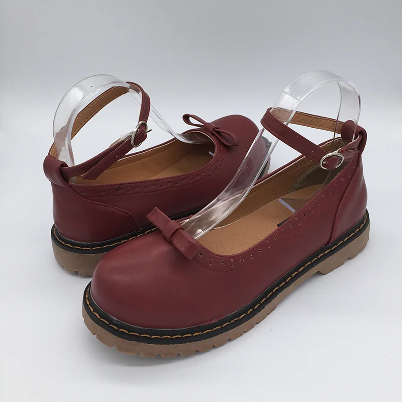 Женские балетки с круглым носком Туфли Мэри Джейн на плоской подошве ремешком и