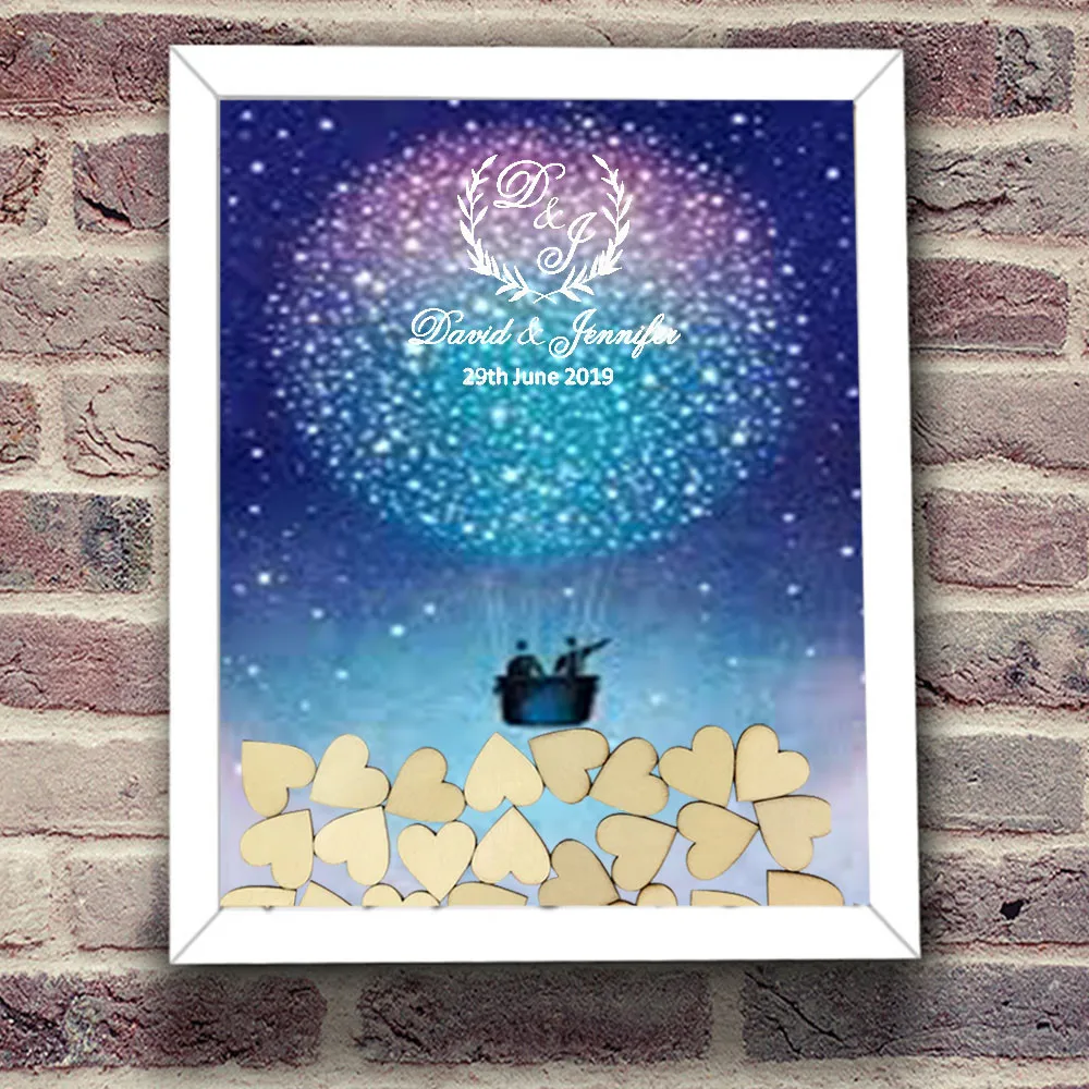 Деревянная 3d рамка в форме звездного сердца с выгравированным