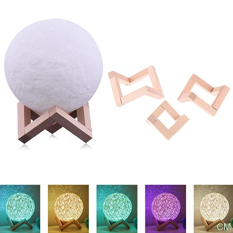 

NEW Wood Bracket Moon Shaped Lamp Holder Ball Solid Shaped Light Stand Base Fittings L M S