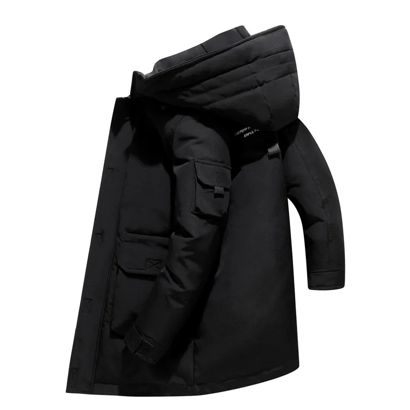 Mid-length Thick Warm Winter Tooling Wind Overalls Hooded 2021 New Fashion Couple Men Down Jacket Women's