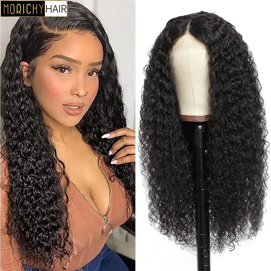 

Morichy Curly Wave Lace Frontal Wig Transparent Lace Front Human Hair Wigs For Women Pre Plucked Curly Wave 4x4 Lace Closure Wig