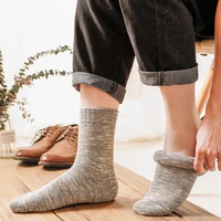 winter socks men vintage casual warm socks cotton solid fuzzy thick socks japanese style exotic