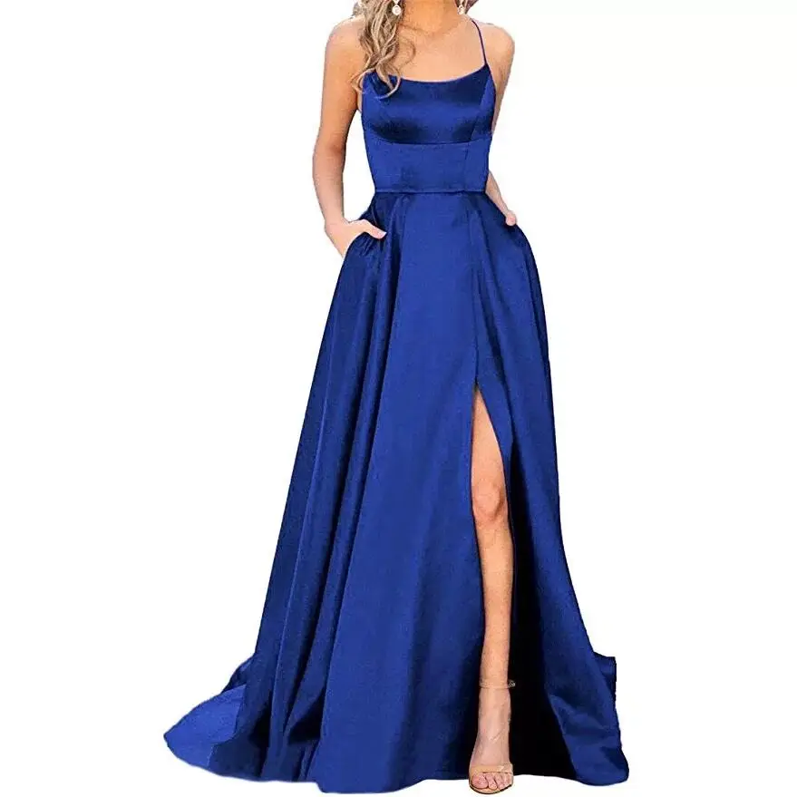 Дешевые ярко-синие бархатные Вечерние платья на одно плечо официальное женское