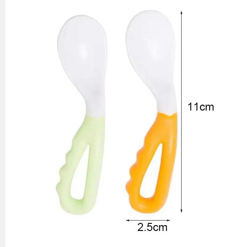 2Pcs Baby Food Supplement Feeding Spoon Children's Products Curved Handle Easy to Grasp Children Tableware Baby Spoon