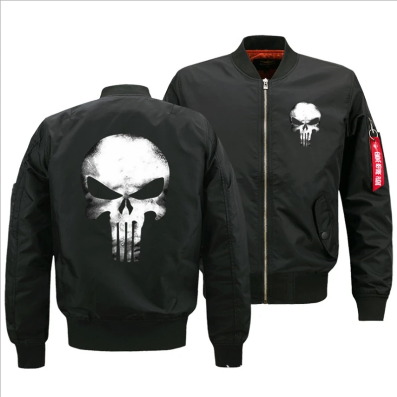 

New Autumn Winter for Punisher jacket Men Fashion Stand Collar One Pilot Jacket Men Baseball Uniform Coat