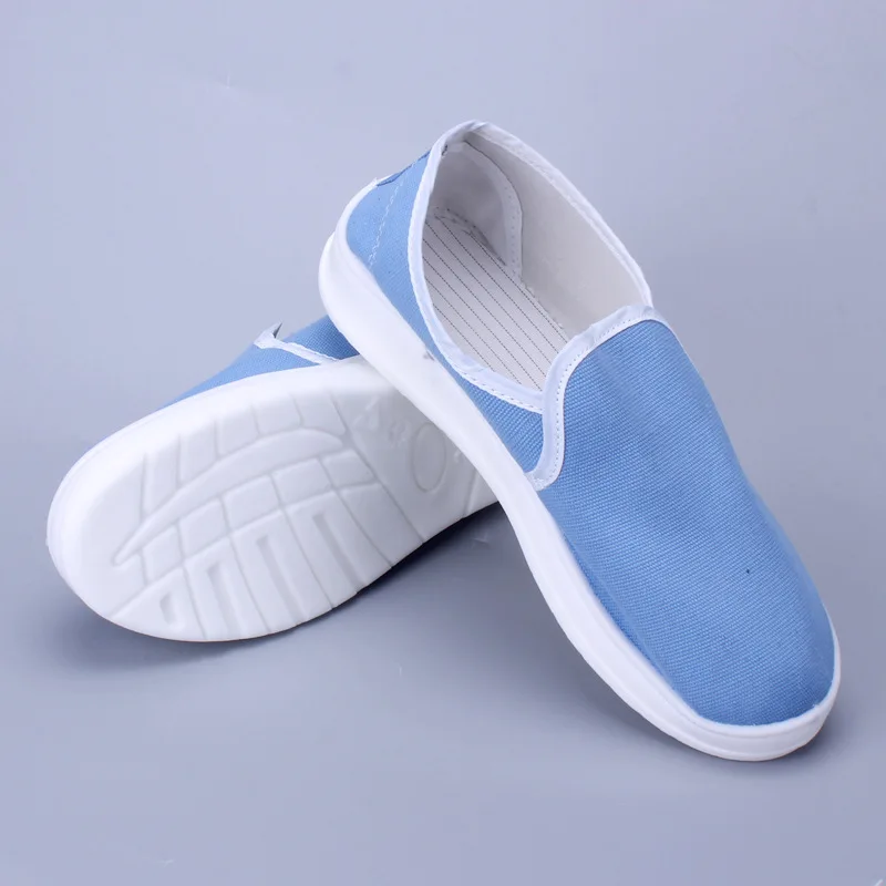 Антистатические пвх синие парусиновые полные белые ботинки без пыли чистые