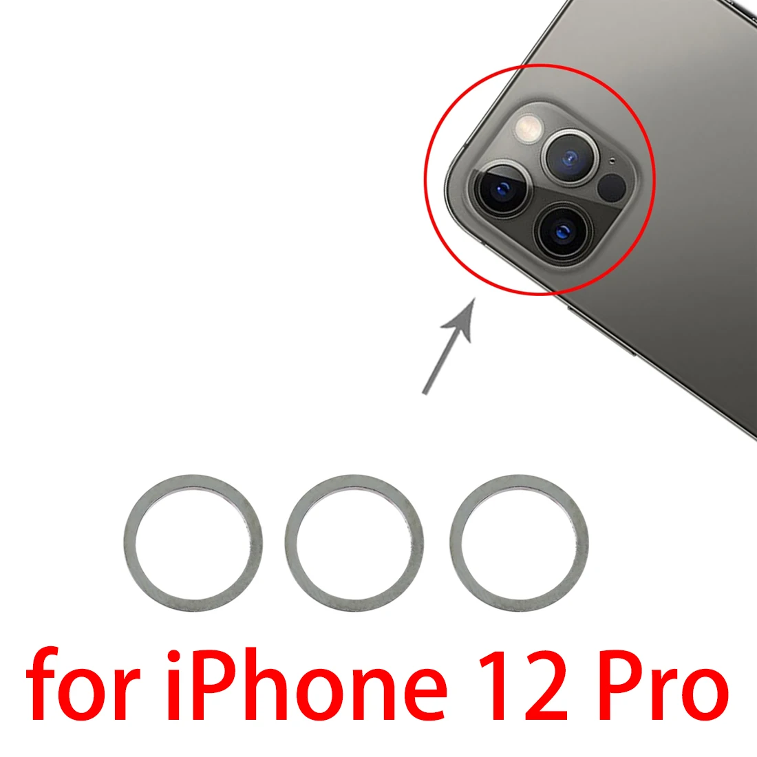 

Кольцо защитное металлическое для задней камеры iPhone 12 Pro, 3 шт.